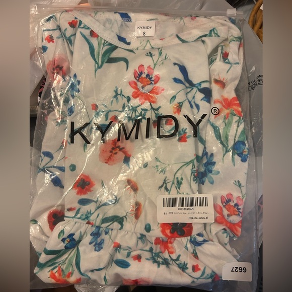 Girls👧🏼White Floral💐Summer☀️Casual Swing Dress👗Pockets Sz 8T - Picture 4 of 6